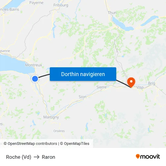 Roche (Vd) to Raron map