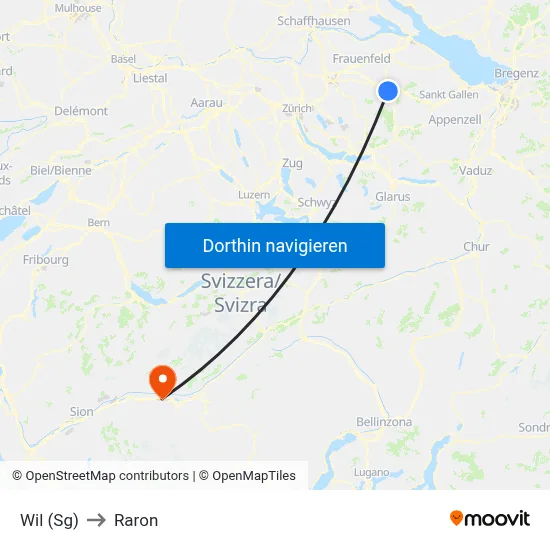 Wil (Sg) to Raron map