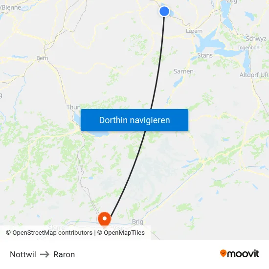 Nottwil to Raron map