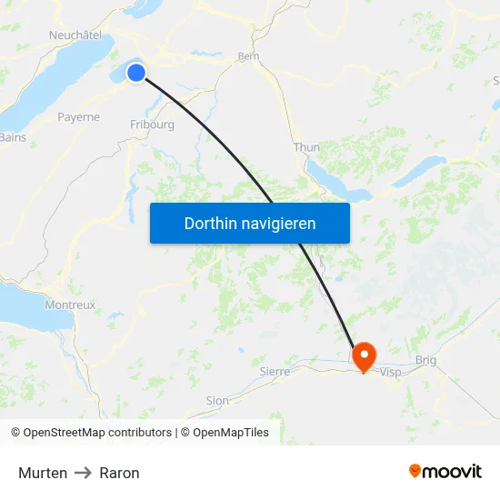 Murten to Raron map