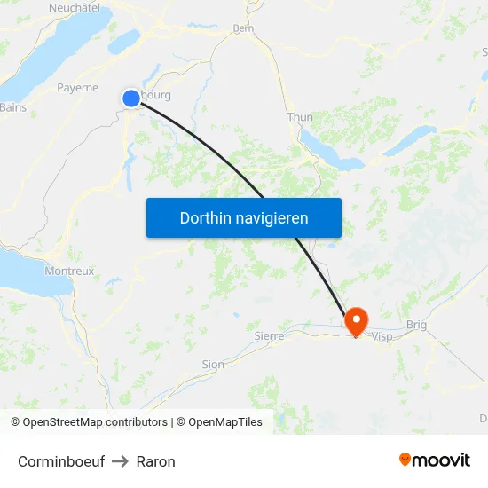 Corminboeuf to Raron map