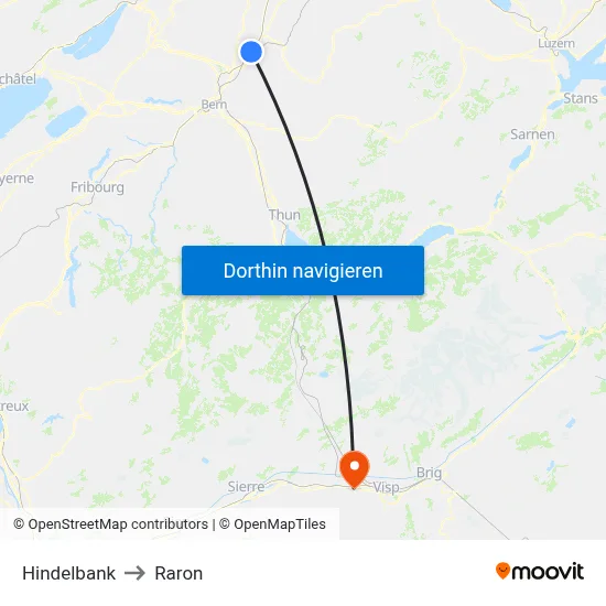 Hindelbank to Raron map