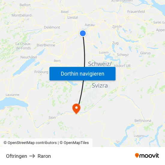 Oftringen to Raron map
