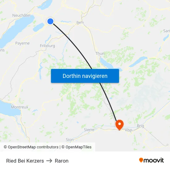 Ried Bei Kerzers to Raron map