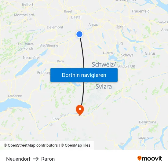 Neuendorf to Raron map