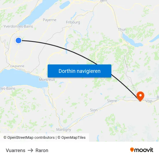 Vuarrens to Raron map