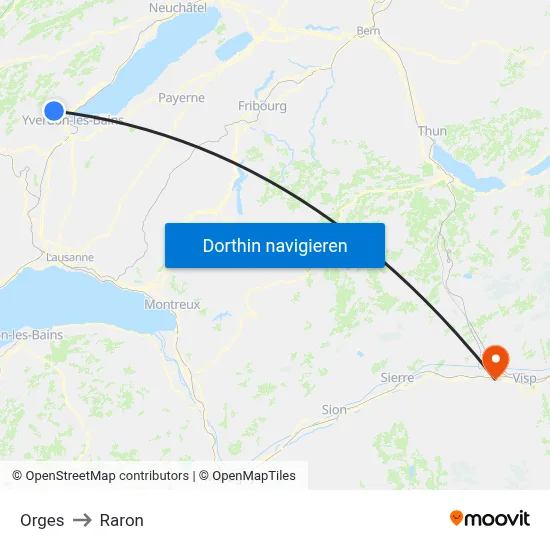 Orges to Raron map