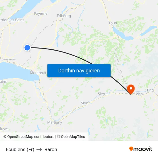 Ecublens (Fr) to Raron map