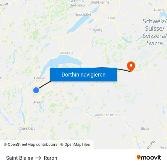 Saint-Blaise to Raron map