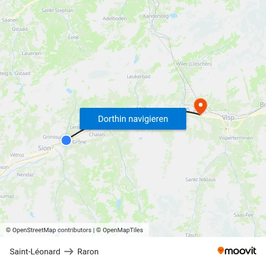 Saint-Léonard to Raron map