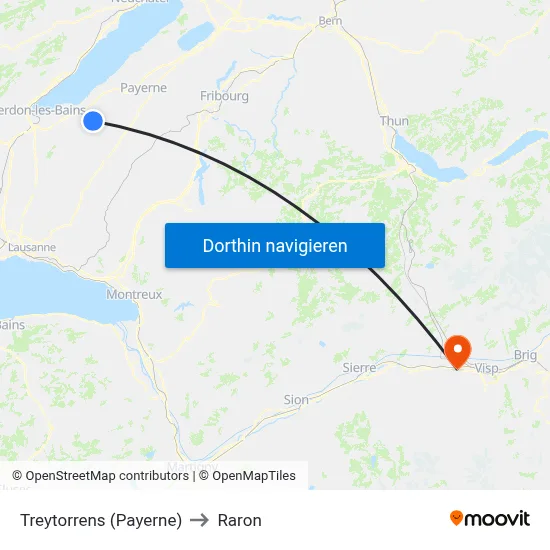 Treytorrens (Payerne) to Raron map