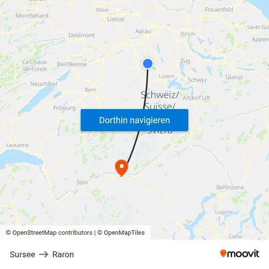 Sursee to Raron map