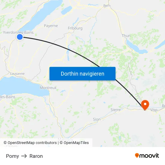 Pomy to Raron map
