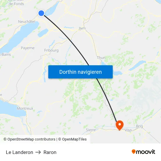 Le Landeron to Raron map
