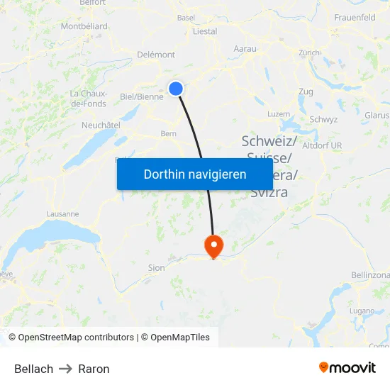 Bellach to Raron map
