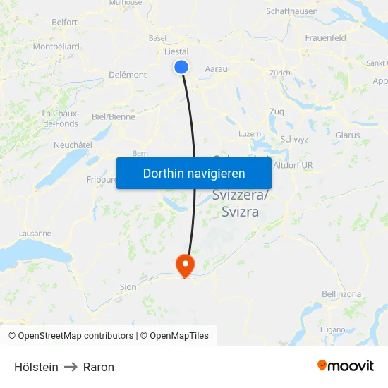 Hölstein to Raron map