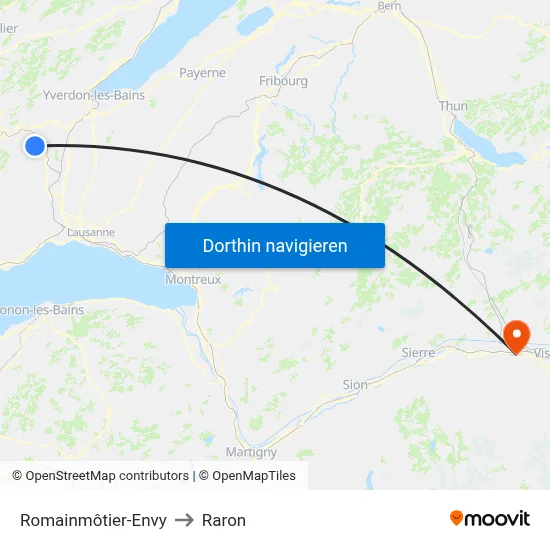 Romainmôtier-Envy to Raron map