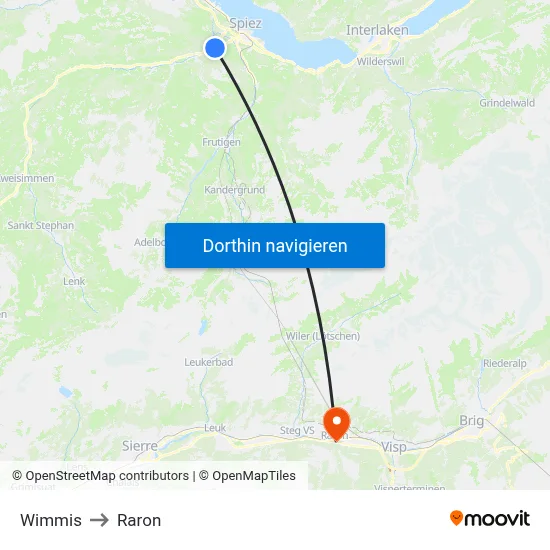 Wimmis to Raron map