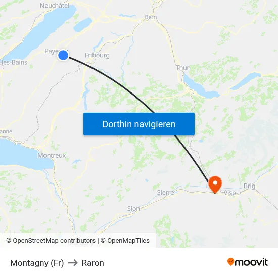 Montagny (Fr) to Raron map