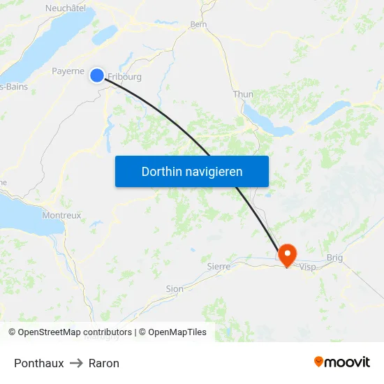 Ponthaux to Raron map