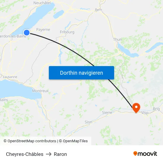 Cheyres-Châbles to Raron map