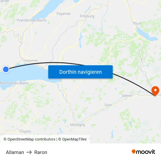 Allaman to Raron map