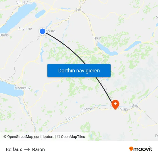 Belfaux to Raron map