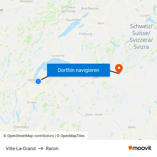 Ville-La-Grand to Raron map