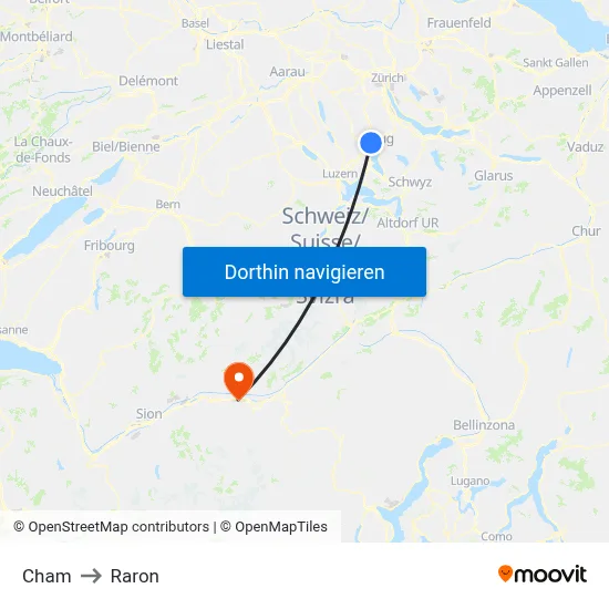 Cham to Raron map