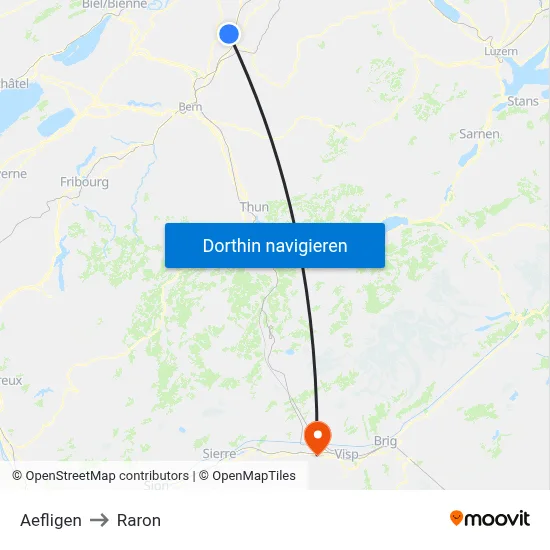 Aefligen to Raron map