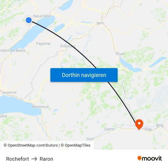 Rochefort to Raron map