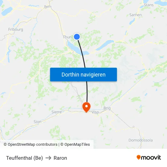 Teuffenthal (Be) to Raron map