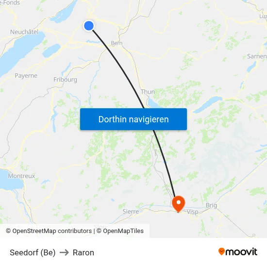 Seedorf (Be) to Raron map
