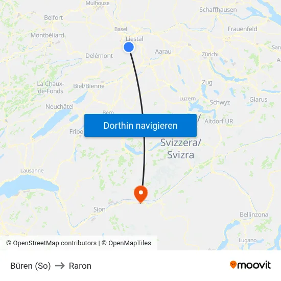 Büren (So) to Raron map