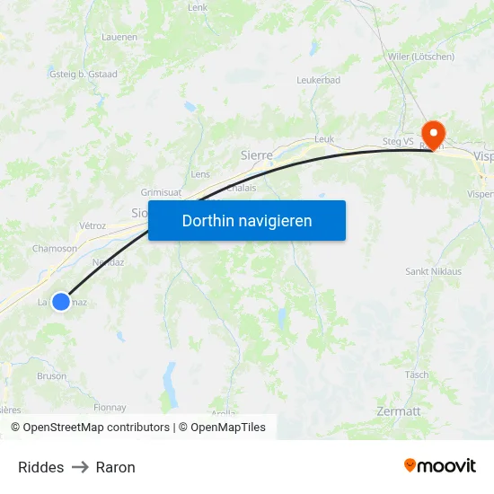 Riddes to Raron map