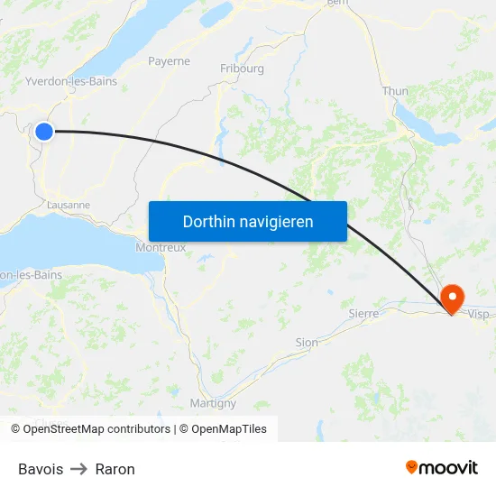 Bavois to Raron map