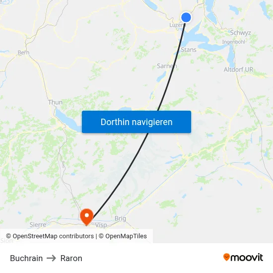 Buchrain to Raron map