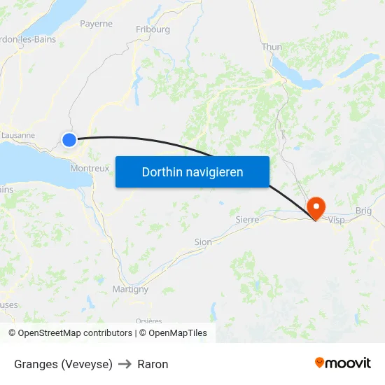 Granges (Veveyse) to Raron map