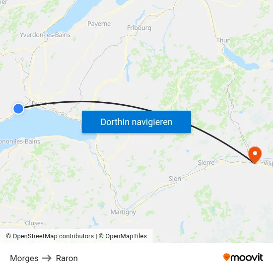 Morges to Raron map