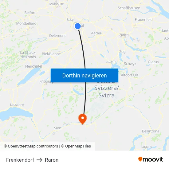 Frenkendorf to Raron map