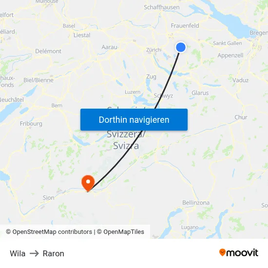 Wila to Raron map