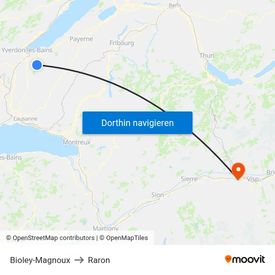 Bioley-Magnoux to Raron map