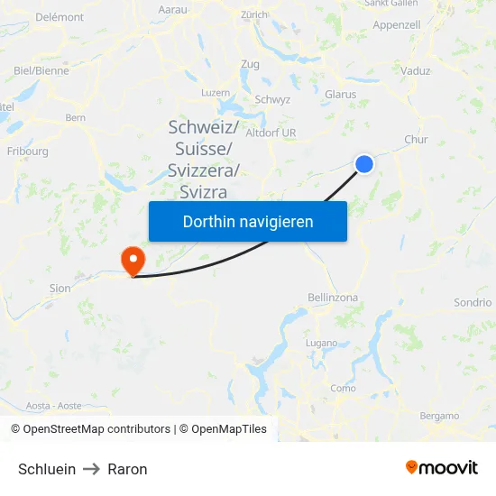 Schluein to Raron map