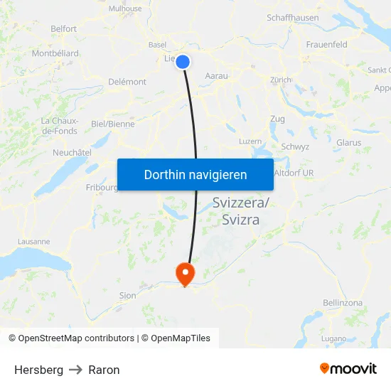 Hersberg to Raron map