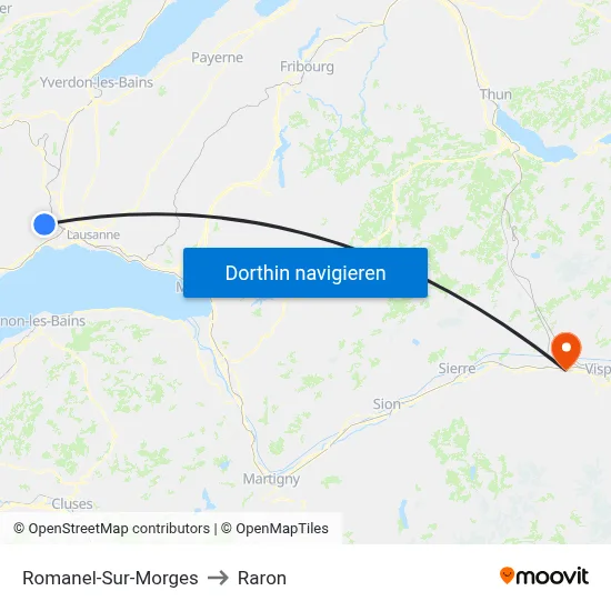 Romanel-Sur-Morges to Raron map