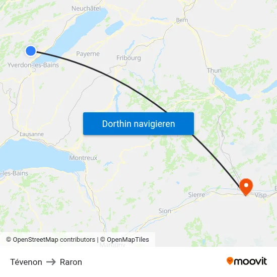 Tévenon to Raron map