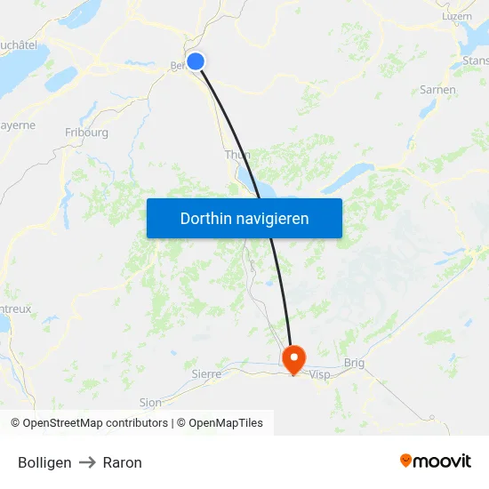 Bolligen to Raron map