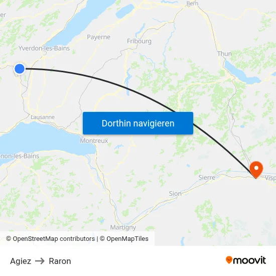 Agiez to Raron map