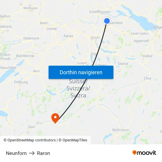 Neunforn to Raron map