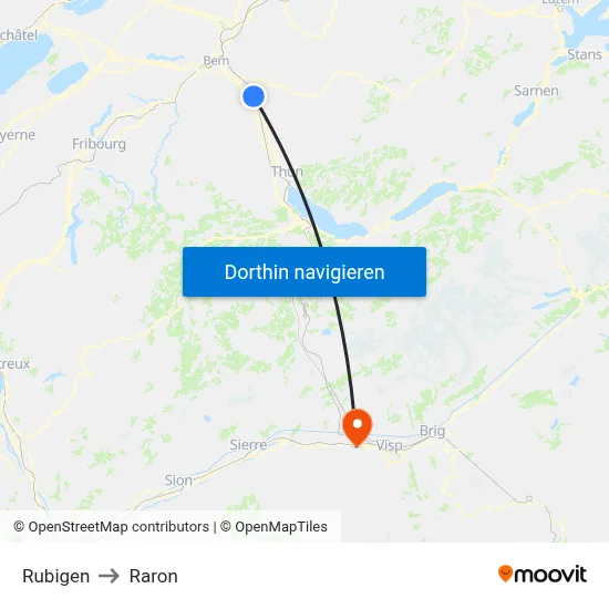 Rubigen to Raron map